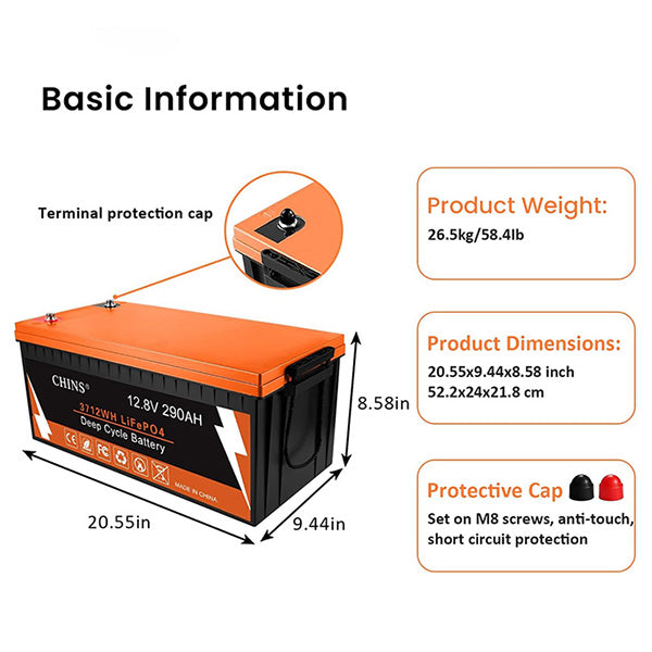 12.8V 290AH Smart LiFePO4 Lithium Battery-1