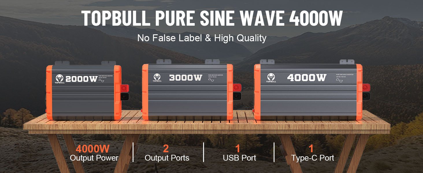 TOPBULL 4000W Pure Sine Wave Inverter 