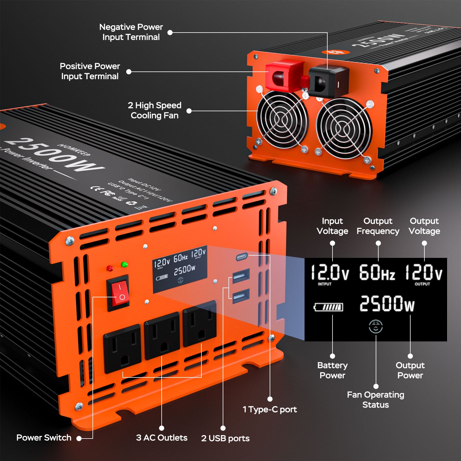 2500 Watt Modified Sine Wave Power Inverter