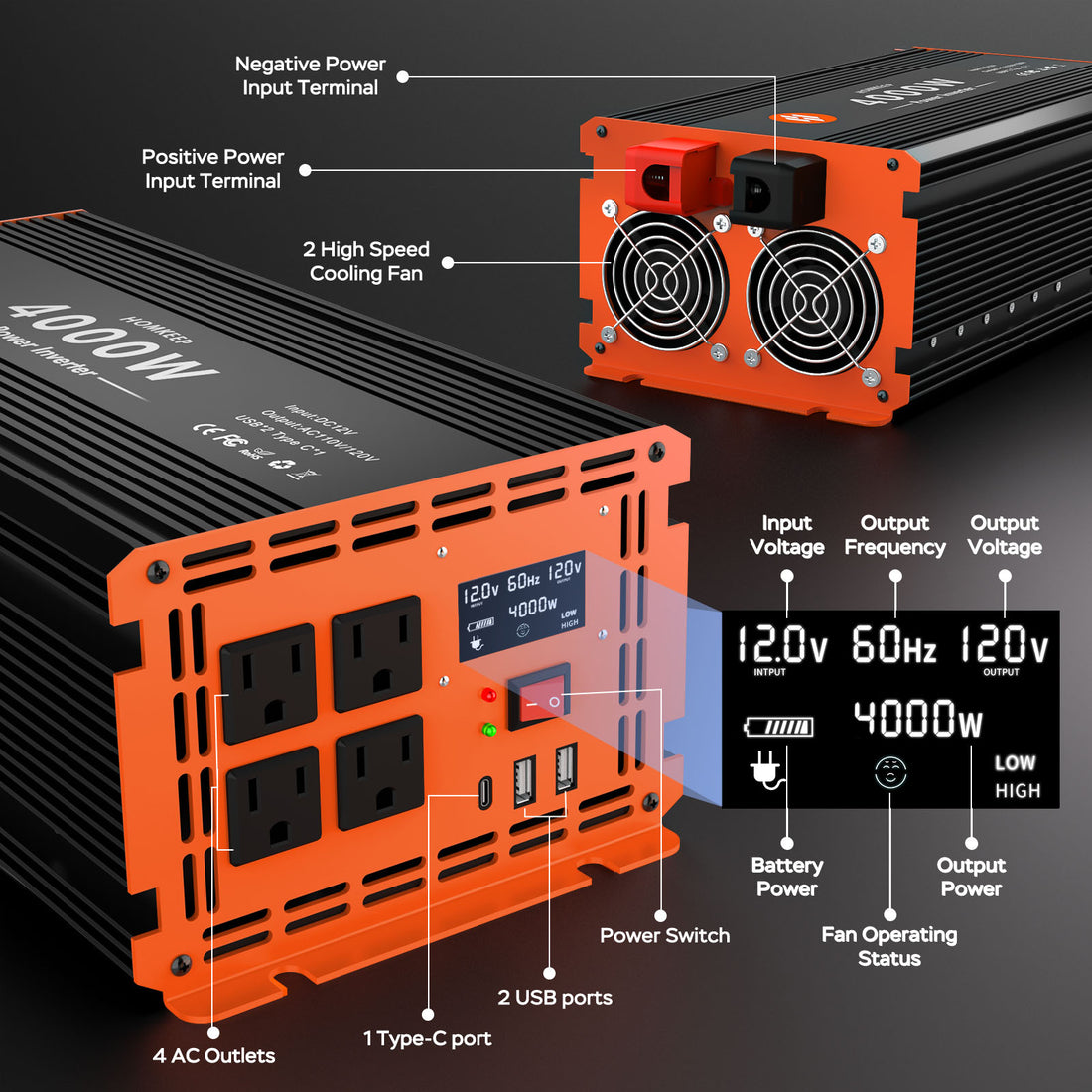 Homkeep 4000 Watt Modified Sine Wave Inverter