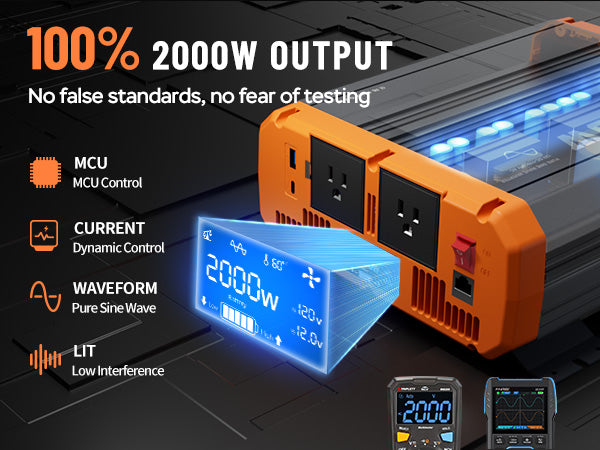 Topbull 2000W pure sine wave inverter with 100% 2000W output