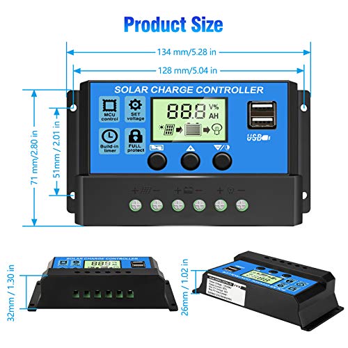 30A PWM Solar Charge Controller product size
