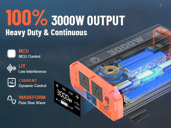 3000W pure sine wave inverter can maintain 100% 3000W stable output