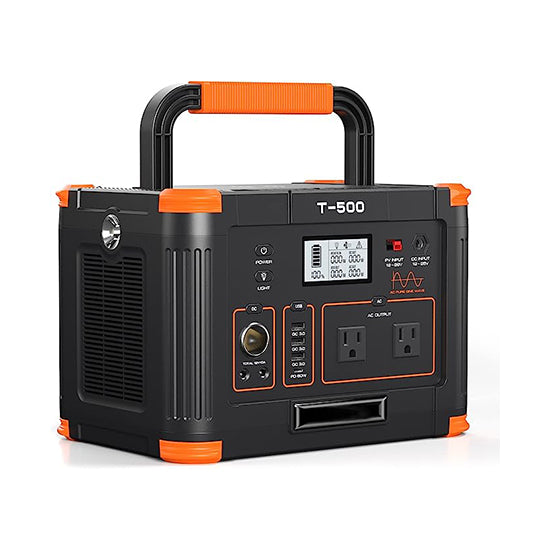 Portable Power Station 500W(Peak 1000W), 519Wh Outdoor Solar Generator Backup Battery Pack with 2 110V AC Outlets