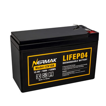 12V 10Ah Lithium LiFePO4 Deep Cycle Battery for Solar/Wind Power, Small UPS,Fish Finder