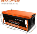 36V 100Ah LiFePO4 Lithium Battery product size