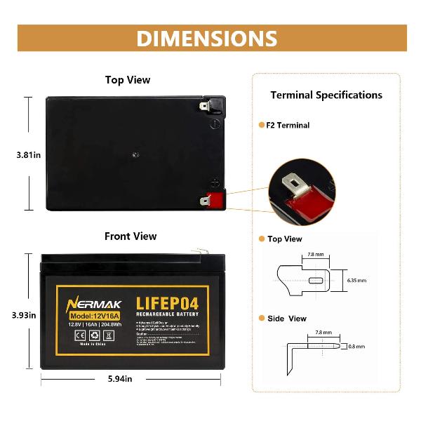 12V 16Ah Lithium LiFePO4 Deep Cycle Battery