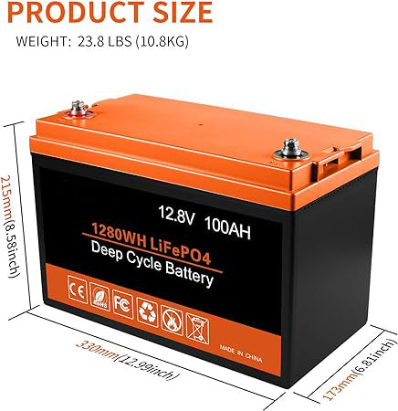 12.8V 100AH LiFePO4 Lithium Battery product size