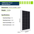 100w solar panel specifications