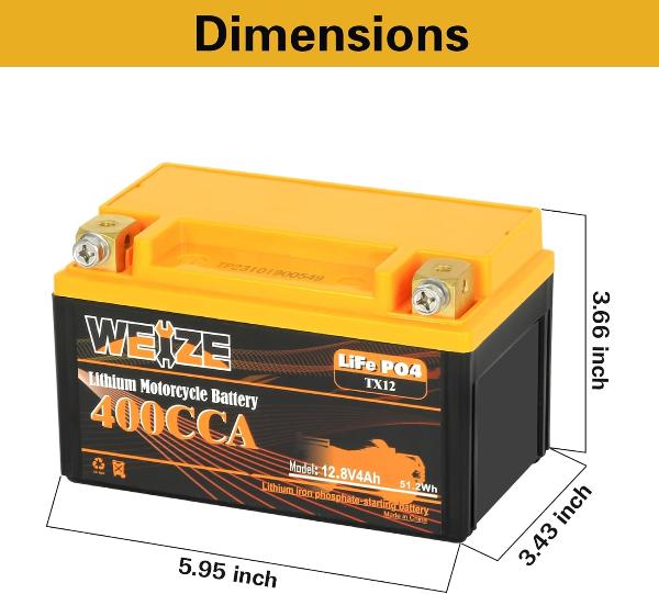 lithium motorcycle battery 400CCA