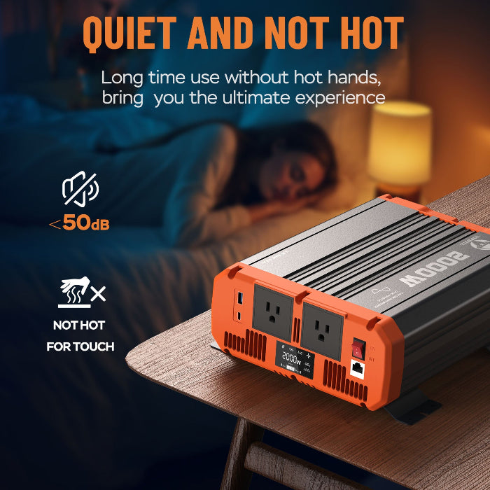 2000W Pure Sine Wave Inverter for Vehicle,Home,RV,Truck,Off-Grid Solar Power