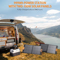 999wh power station with two 100w solar panels