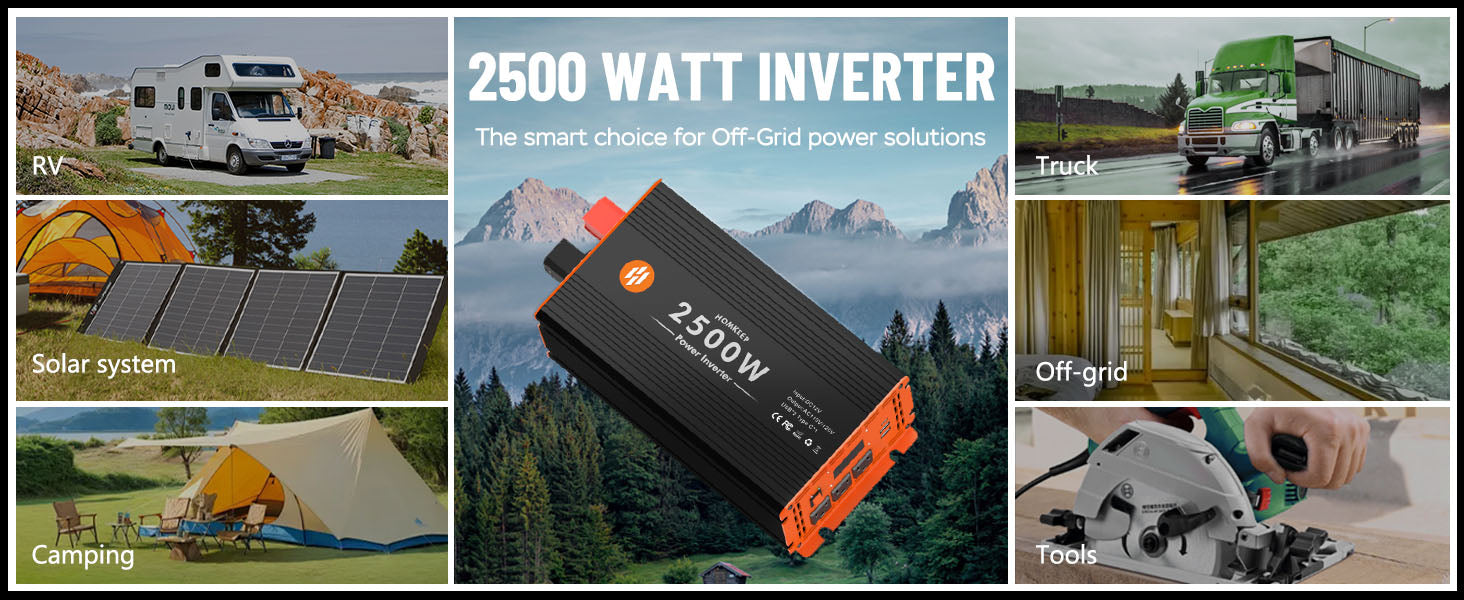 2500W inverter for RVs, campers, trailers, off-grid solar