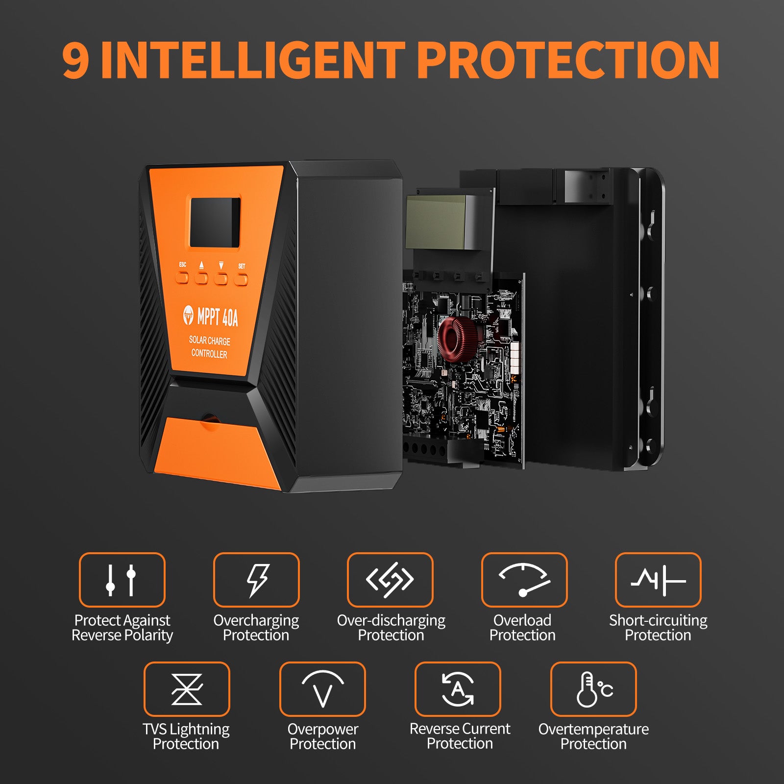 TOPBULL 40A MPPT Intelligent protection